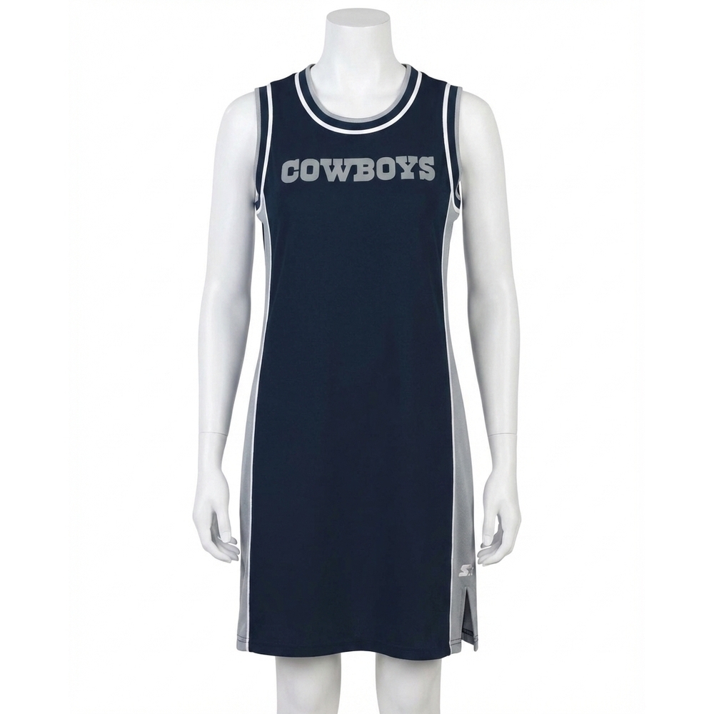 NEW STARTER women's dallas cowboys slam dunk tank dress in navy
